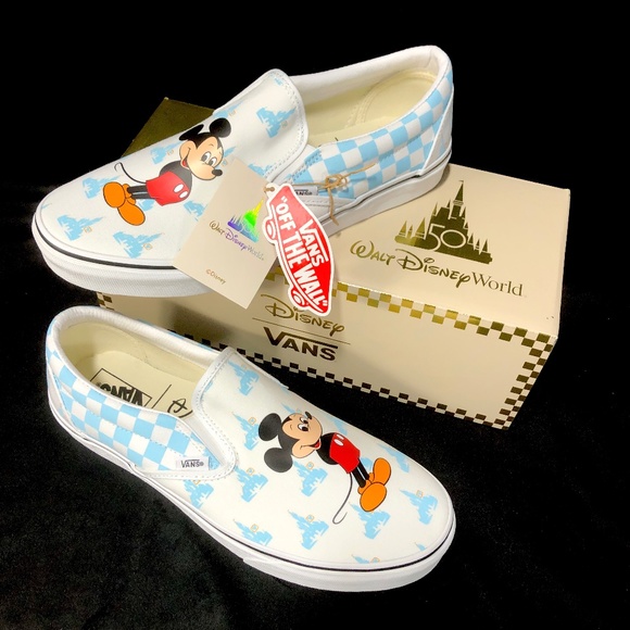 Vans Other - 2022 Disney World X Vans 50th Anniversary Mickey Mouse Blue Slip On M11 - NEW